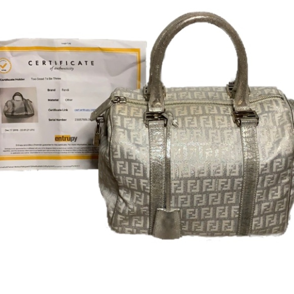 Rare Silver Fendi Zucca Boston Bag